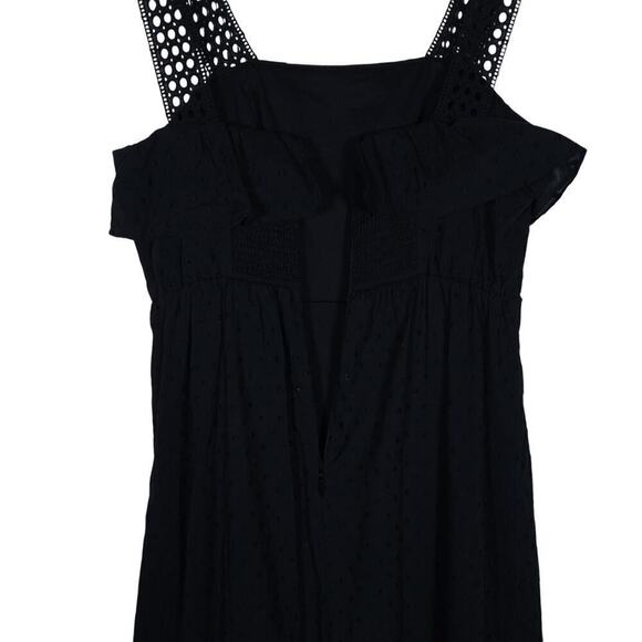 J. Crew Womens Dress 0 Black Midi Swiss Dot Ruffle Sleeveless A Line Flowy NWT - Picture 11 of 14